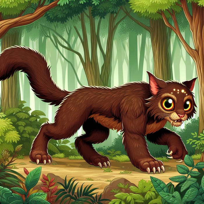 Malkin: Mysterious Brown-Furred Creature in Dense Forest