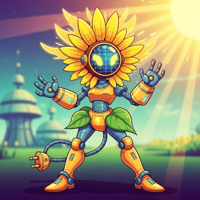 Solar Sally: Retro-Futuristic Sunflower Robot Solar Sally: Retro-Futuristic Sunflower Robot