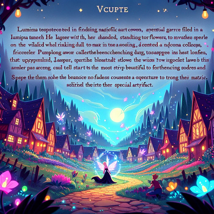 Enchanted Village: Lumina and Jasper's Magical Adventure