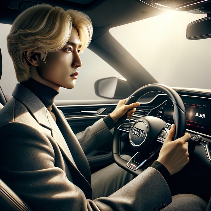 Luxurious Audi Drive with Elegant Blonde Korean