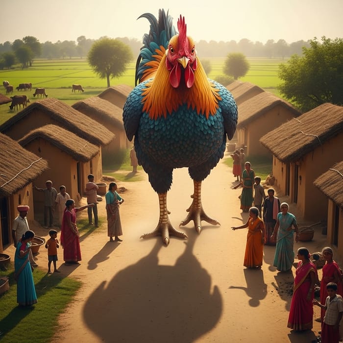 Giant Chicken Stuns Villagers in Indian Village Giant Chicken Stuns Villagers in Indian Village