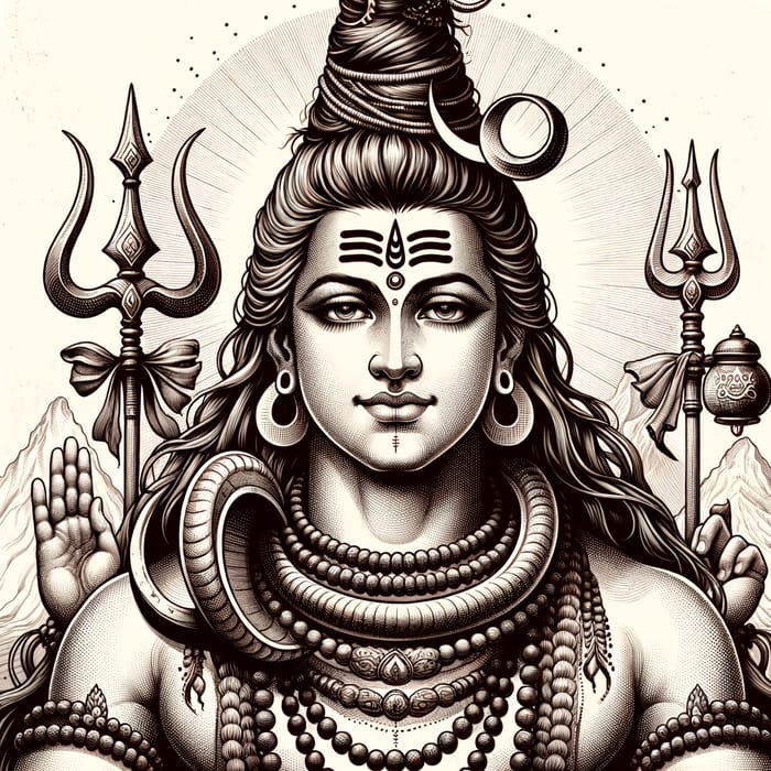 Lord Shiva: Detailed Illustration with Serene Expression