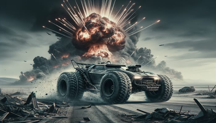 Post-Apocalyptic Car Chase: A Dystopian Escape