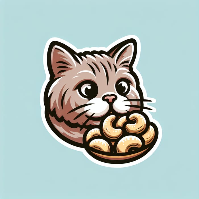 Scottish Cat Munching on Cashew Nuts Logo