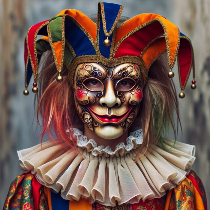 Medieval Clown - Mysterious Portrait of a Girl in Theater Costume