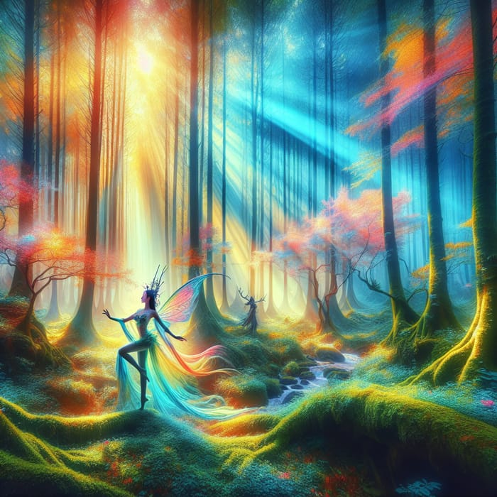 Enchanting Mystical Forest Dance in Impressionist Style