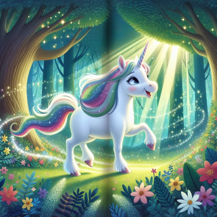 Meet Sparkle: A Young Unicorn in a Magical Forest