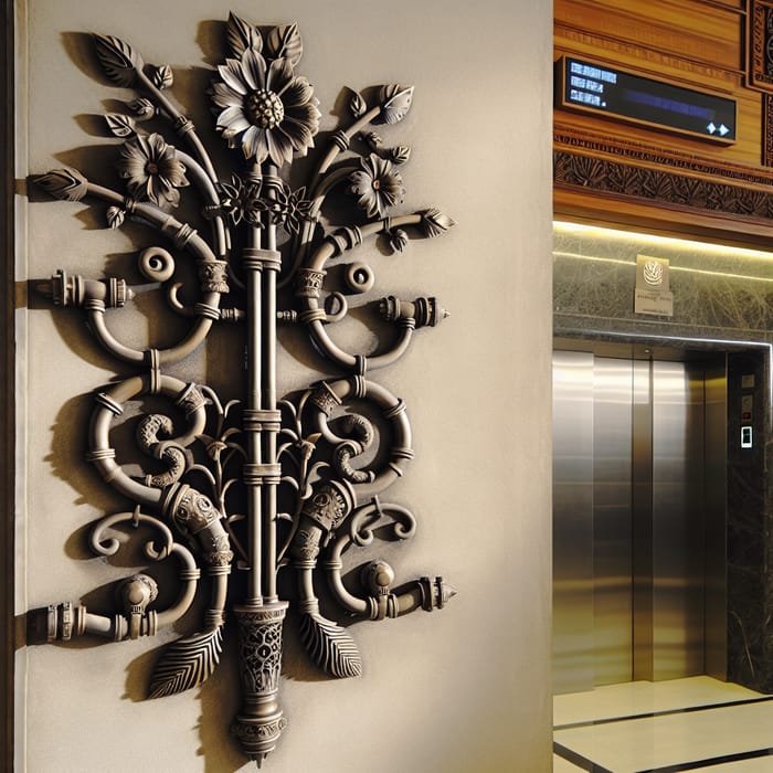 Elegant Floral Forging Adorning University Elevators