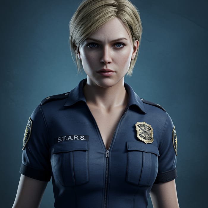 Blonde Jill Valentine in S.T.A.R.S. Uniform