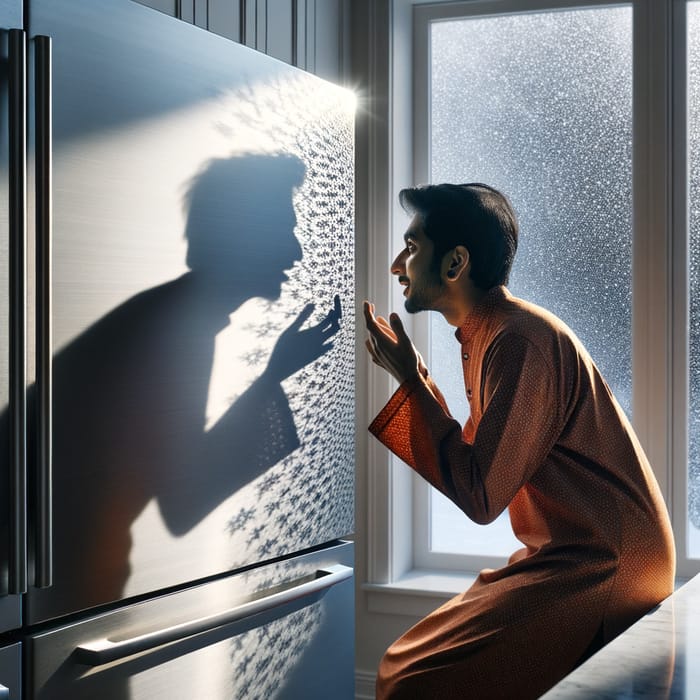 Man Talking to His Shadow in Snowy Kitchen | Enigmatic Scene