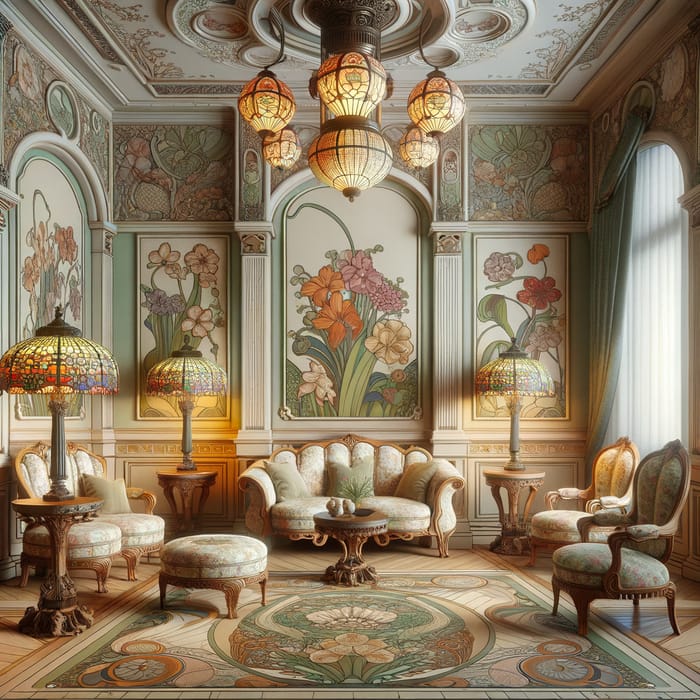 Art Nouveau Room Interior: Organic Shapes, Curved Lines & Opulent Design