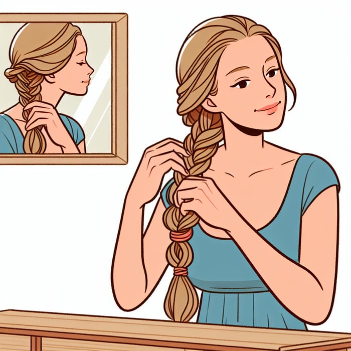 Simple Clip Art of Woman Braiding Hair | Natural Beauty Scene