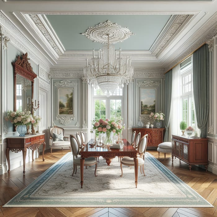 Elegantly Decorated Room with Crystal Chandelier