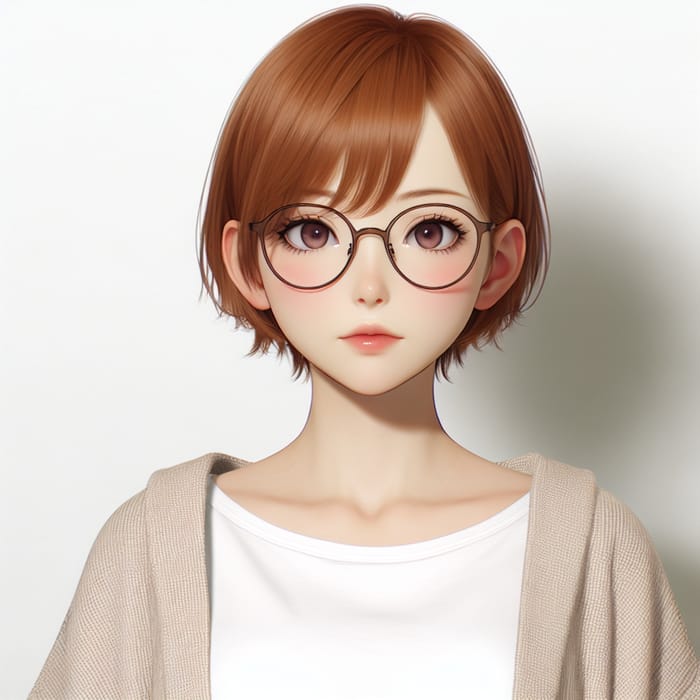 Short Copper Hair Persona with Glasses