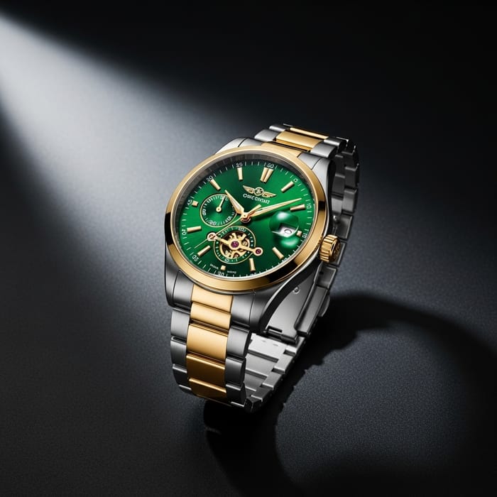 Luxury Green Watch - Elegant Timepiece Photography Luxury Green Watch - Elegant Timepiece Photography