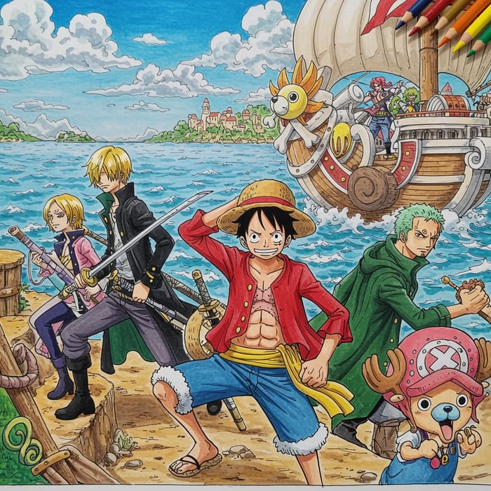 One Piece Coloring Pages - Japanese Anime Art