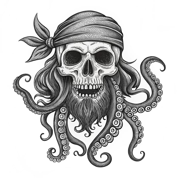 Kraken Tentacle Skull Tattoo Design