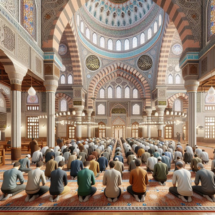 Captivating Prayer Scene at Çoban Mustafa Paşa Mosque in Gebze