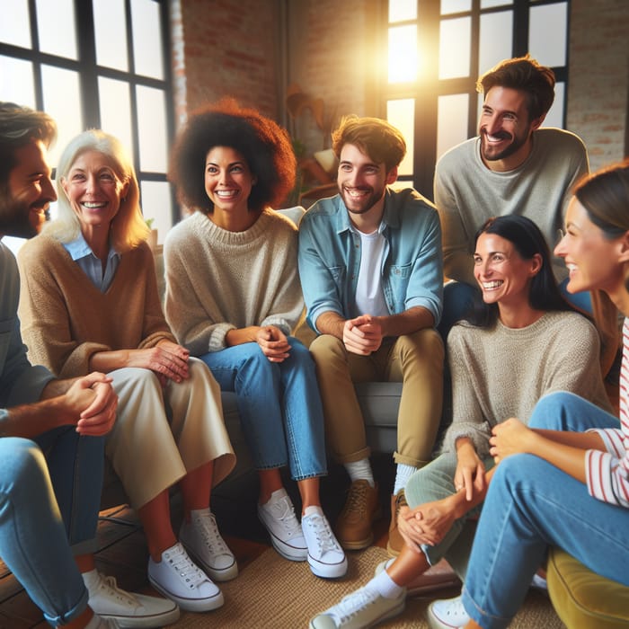 A Close-Knit Group of Six People Enjoying Each Other's Company