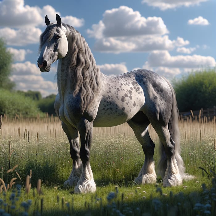 Majestic Dappled-Grey Horse Standing in the Wild