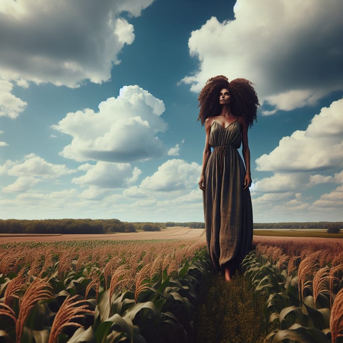 Giantess in Field - Serene Nature Power