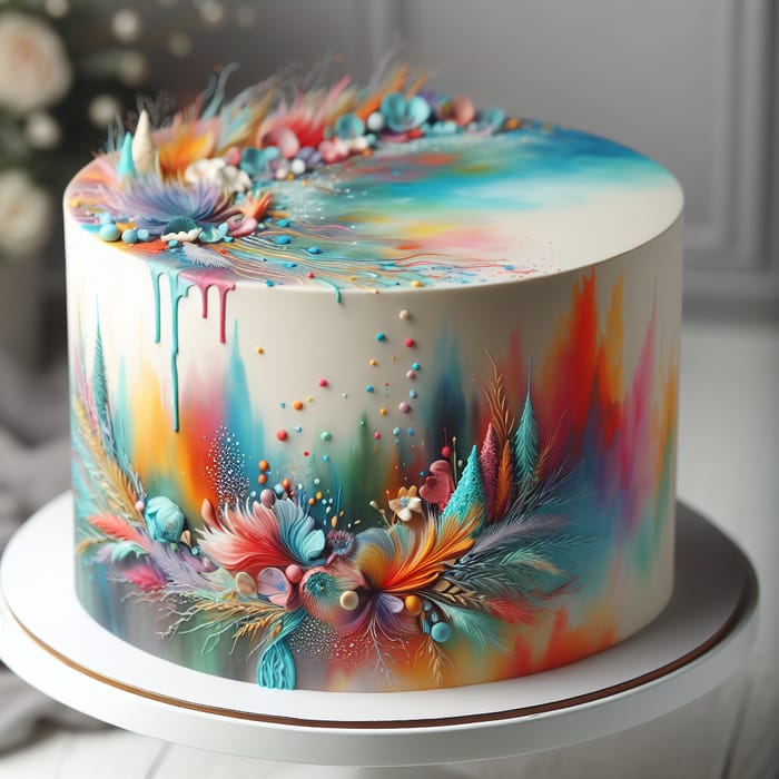 Whimsical Watercolor Birthday Cake | Vibrant Fondant Design