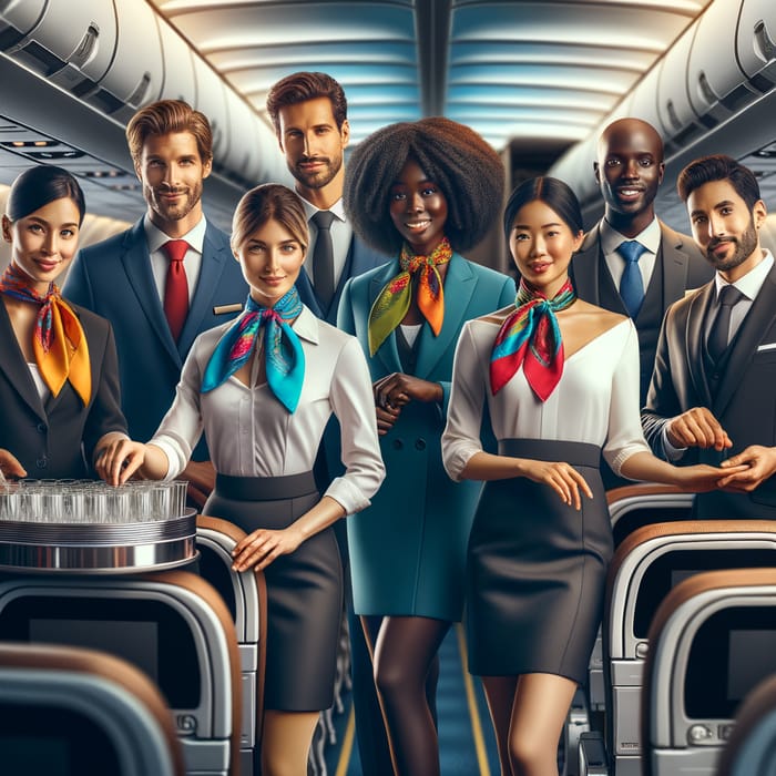 Professional Flight Attendants | Diverse Airplane Crew