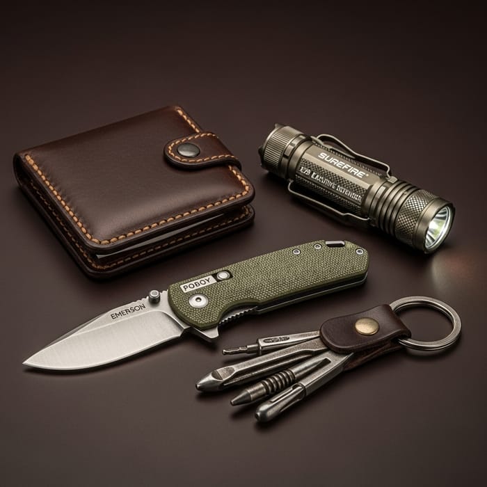 EDC Essentials: Leather Wallet & Gear Collection EDC Essentials: Leather Wallet & Gear Collection