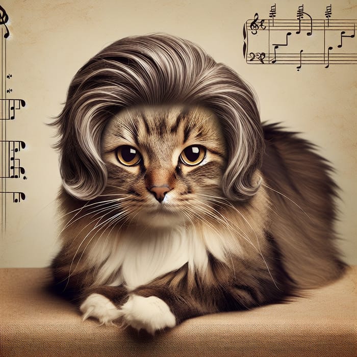 Beethoven Cat - Musical Symmetry and Old-World Charm