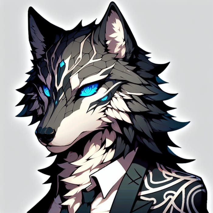 Sasuke Uchiha-Inspired Wolf with Anime Aesthetics