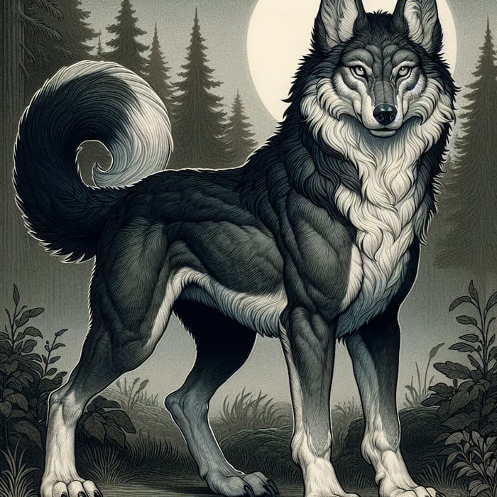 Taur Wolf: Detailed Mythical Creature Illustration