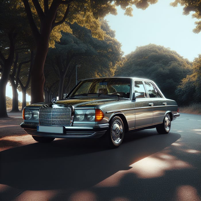 Sleek Silver Mercedes W126 On Tranquil Road