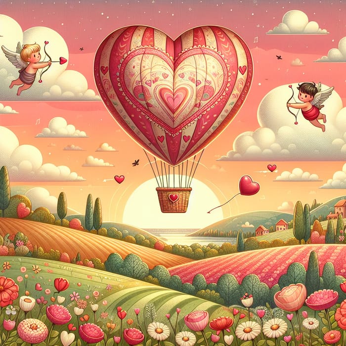 Valentine's Day Heart Hot Air Balloon Clipart