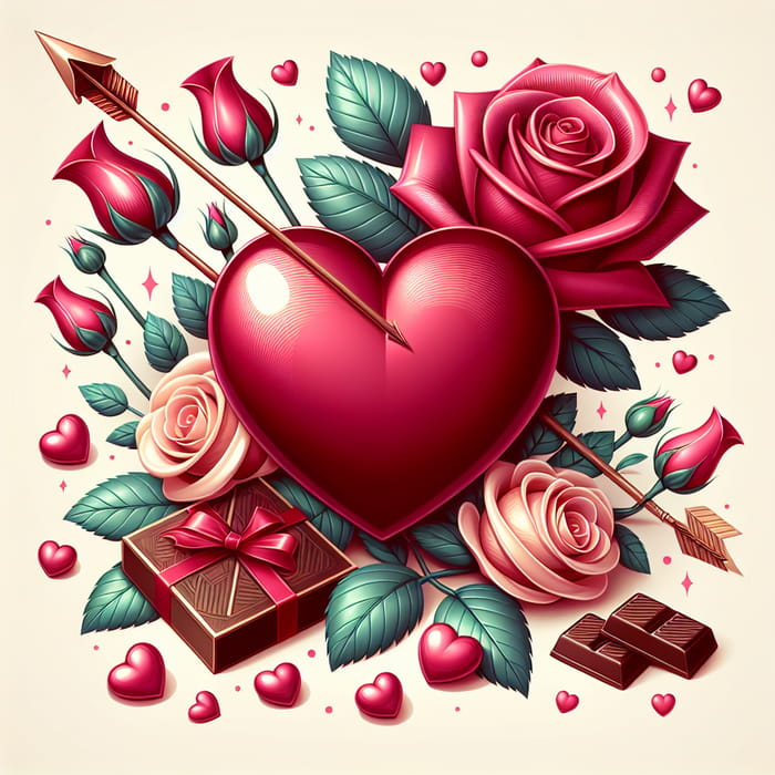 Valentine's Day Clipart: Heart, Chocolates & Roses Design