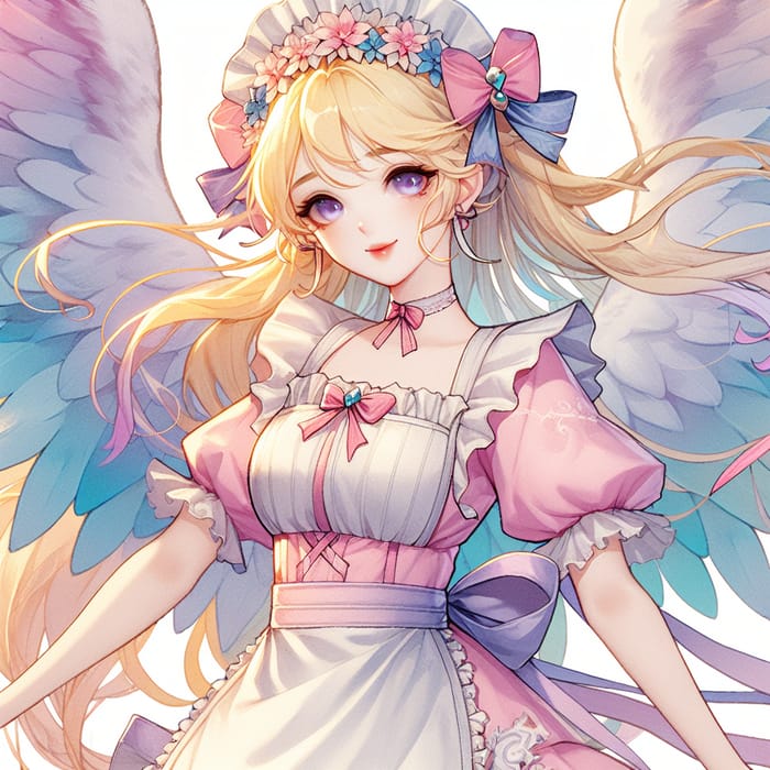 Angelic Maid in Whimsical Pastel Colors