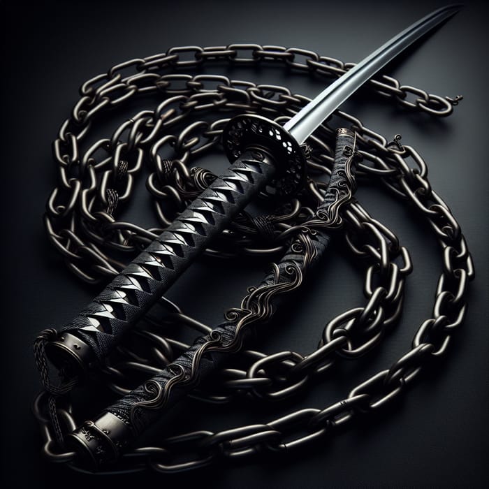 Katana Sword Wrapped in Intricate Chains