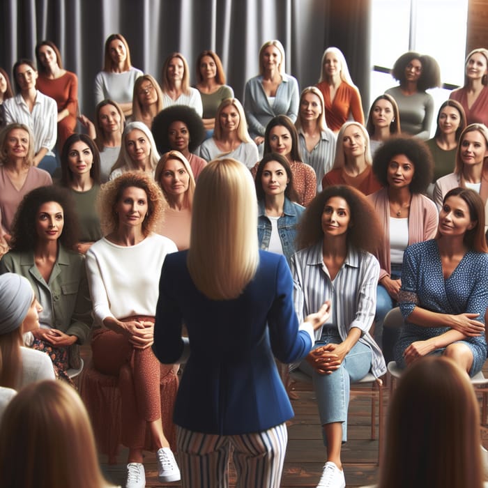 Inspiring Mature Women Audience Engaged with Speaker