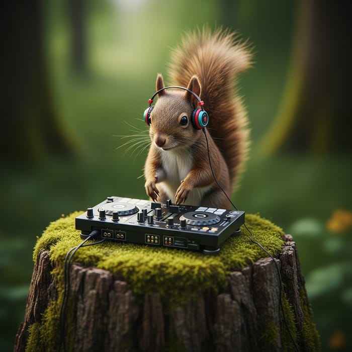 Squirrel DJ: Fun Image of a DJ Deck Performance