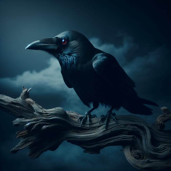 Majestic Crow with Eerie Red Eyes