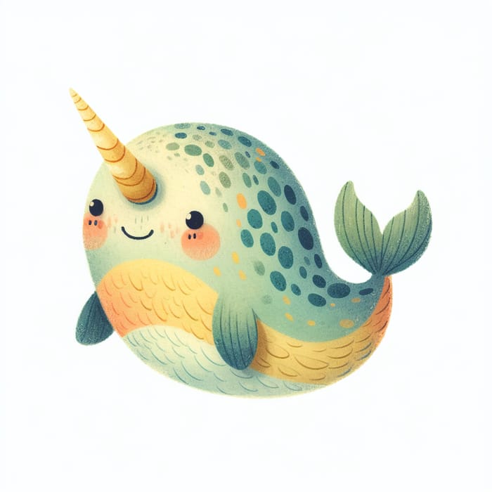 Charming Narwhal in Vintage Style - Delightful Children's Illustration