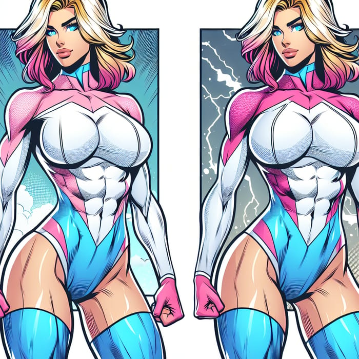 Powerful Snow-Themed Superhero Woman