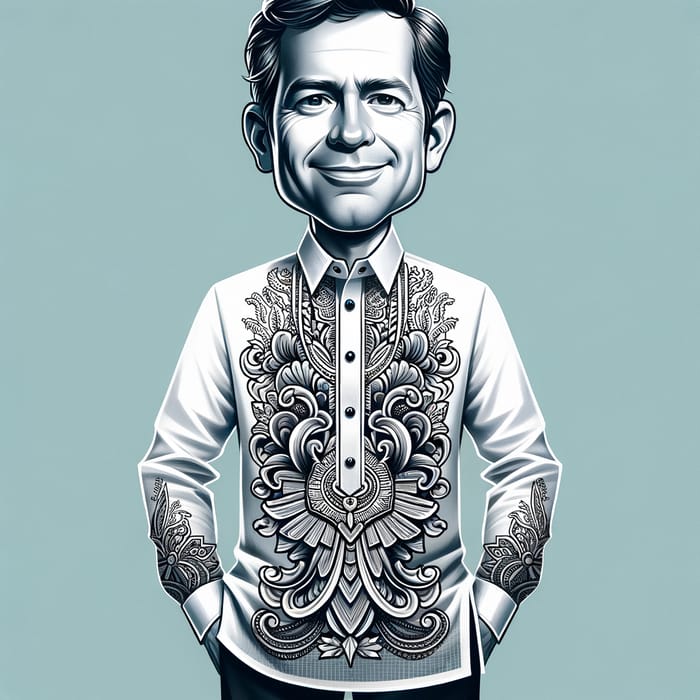 Filipino Barong Tagalog Caricature Style Character