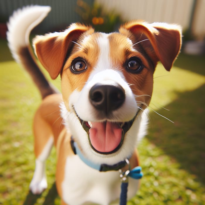 Adorable Dog with Shiny Coat - Outdoor Playful Scene