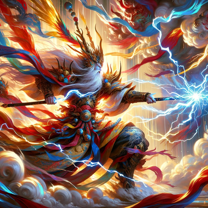 Ikiga Wielding Lightning in Intense Battle Scene