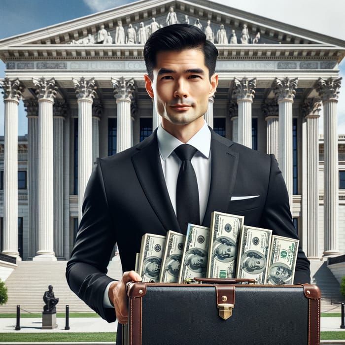 Changpeng Zhao at U.S. Courthouse with Suitcase of Money