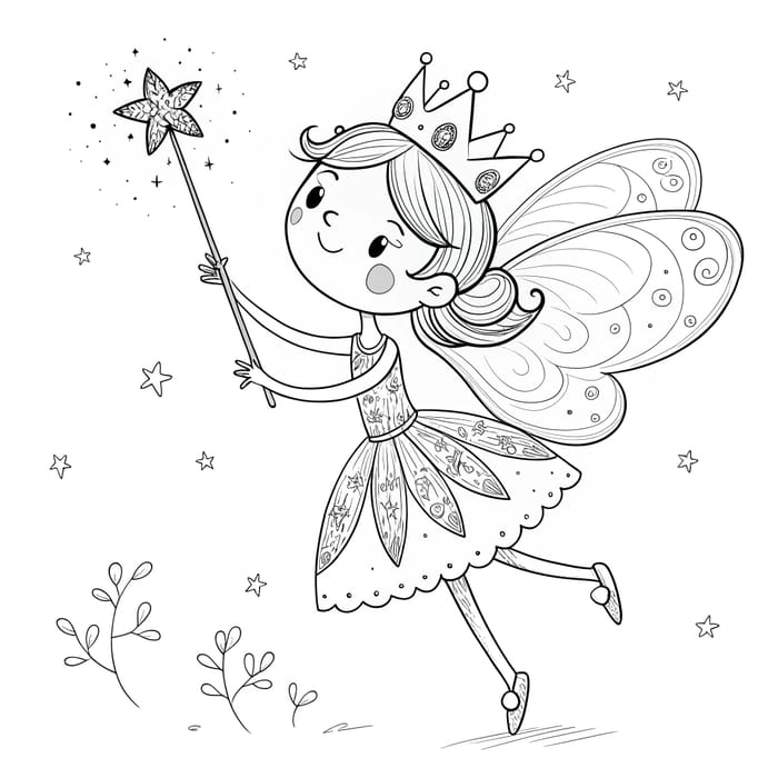 Christmas Fairy Coloring Page for Kids