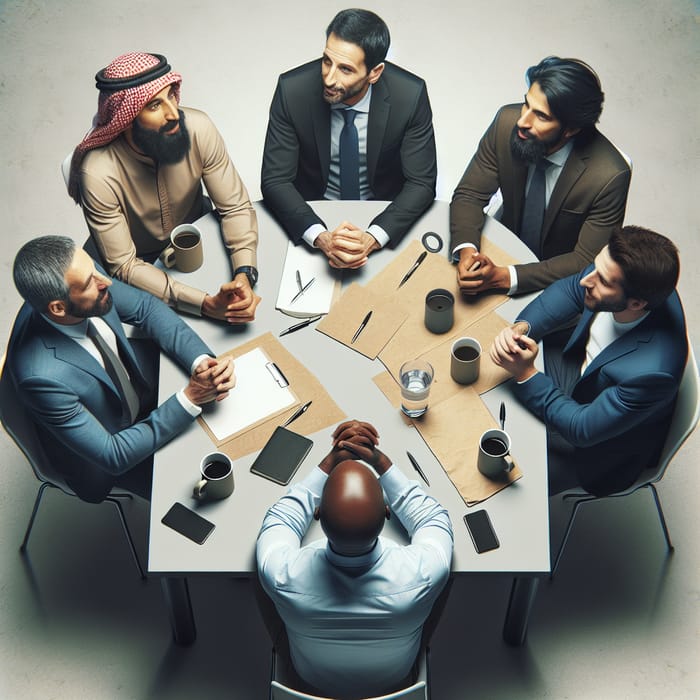 Diverse Men Talking Around a Table