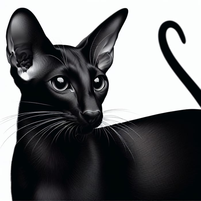 Stunning Oriental Cat in Black: Elegant Vector Artwork