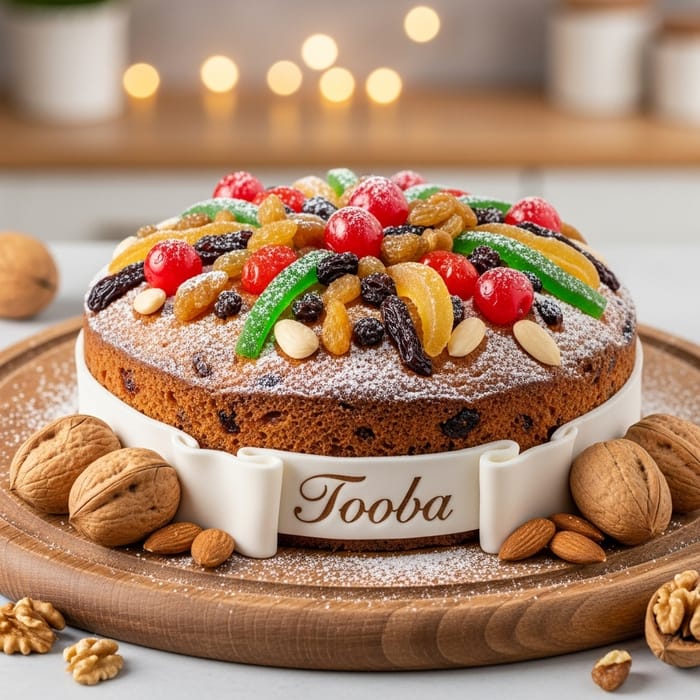 Beautiful Fruits Cake with Engraved Name Tooba