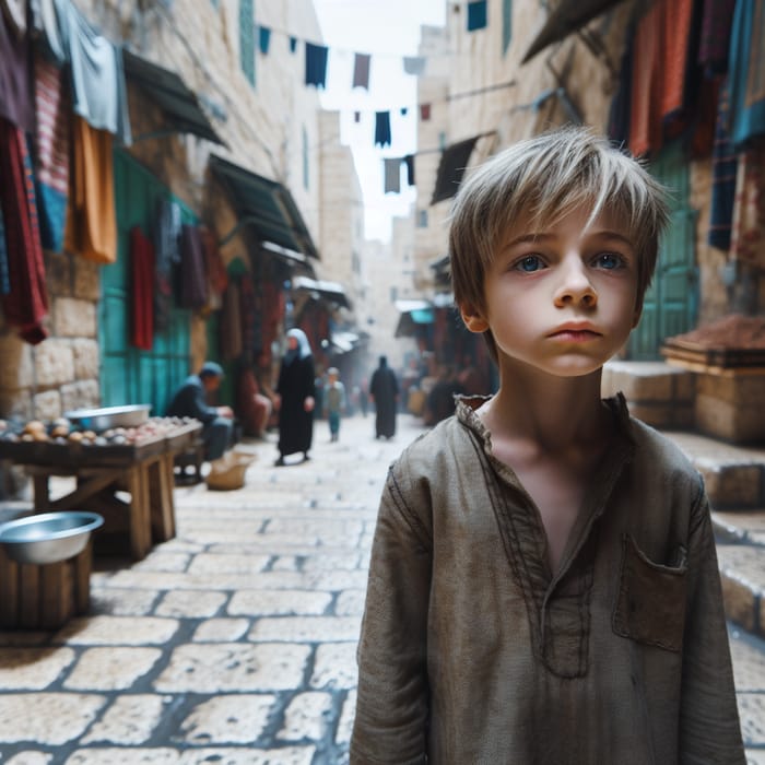 Young Boy Asking for Food in the Streets of Jerusalem Old City